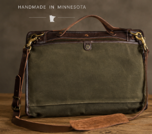 Handcrafted Waxed Canvas & Leather Laptop Bag